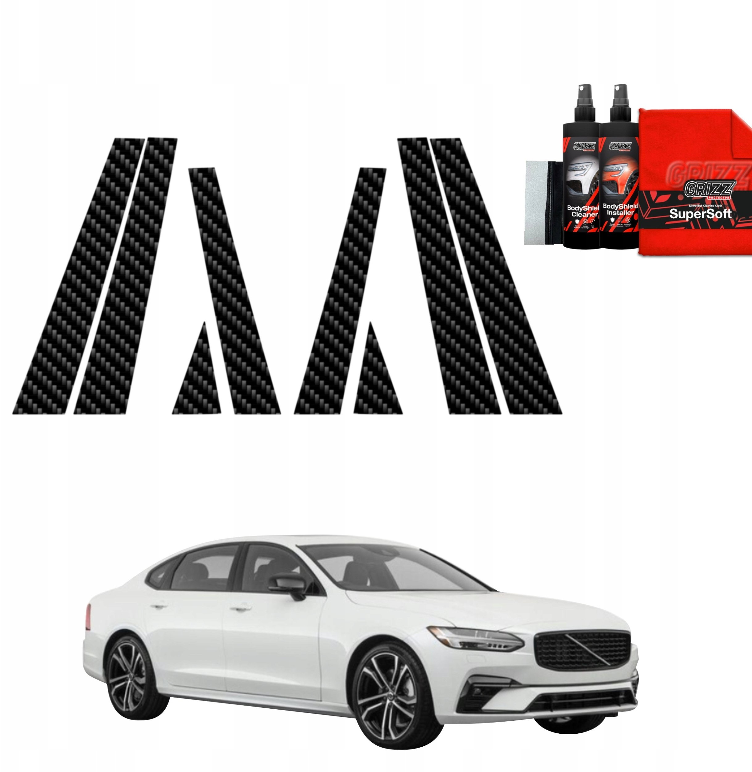 GrizzGlass  karbonowasłupki BodyShield do Volvo S90